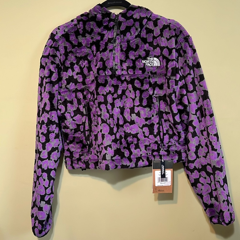 The North Face fleece quarter zip cropped hoodie